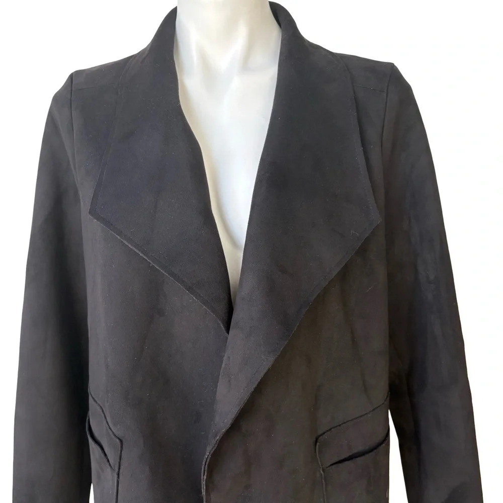 MOD Long Sleeve Open Front Faux Suede Coatigan, Sz M - Picture 9 of 14